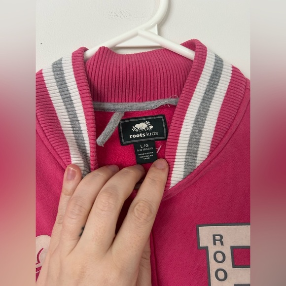 Roots Sweater Varsity Jacket Pink Grey Large (9-10 years) - Picture 10 of 10